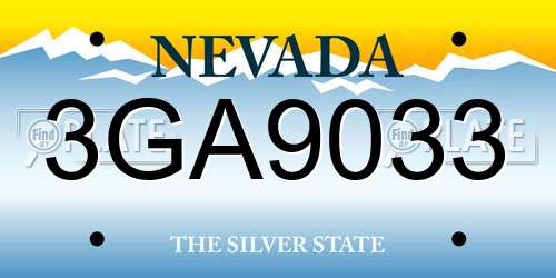 3GA9033 Nevada License Plate