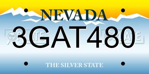 3GAT480 Nevada License Plate