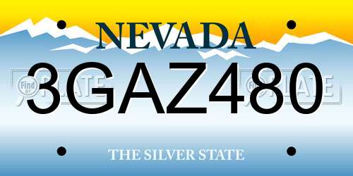 3GAZ480 Nevada License Plate