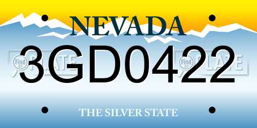 3GD0422 Nevada License Plate