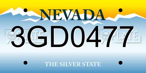 3GD0477 Nevada License Plate