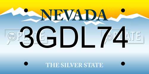 3GDL74 Nevada License Plate
