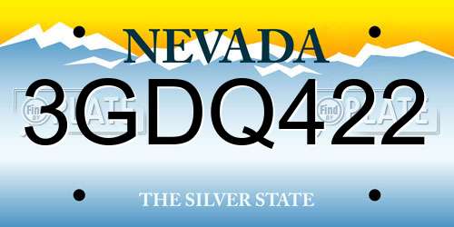 3GDQ422 Nevada License Plate
