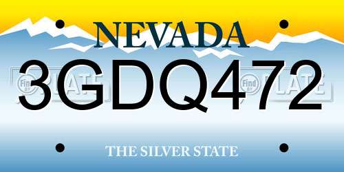3GDQ472 Nevada License Plate