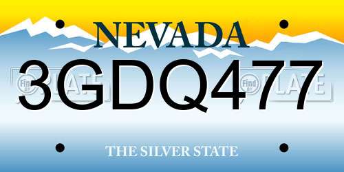 3GDQ477 Nevada License Plate