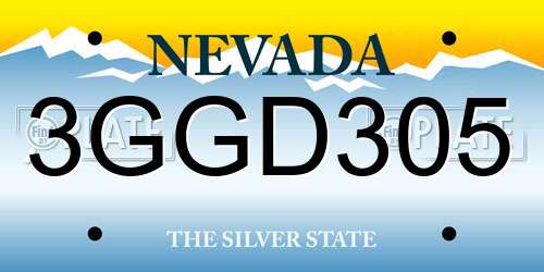 3GGD305 Nevada License Plate