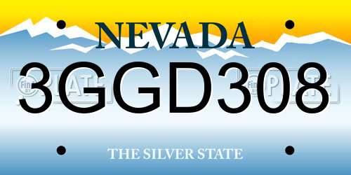 3GGD308 Nevada License Plate