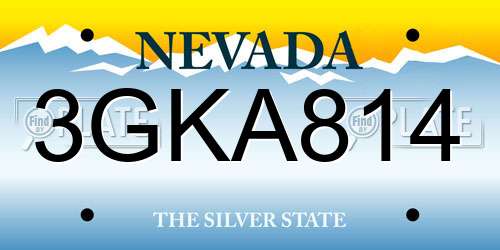 3GKA814 Nevada License Plate