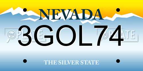 3GOL74 Nevada License Plate