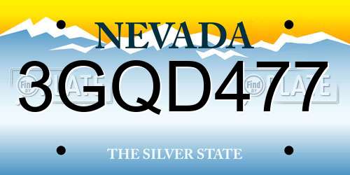3GQD477 Nevada License Plate