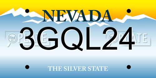 3GQL24 Nevada License Plate