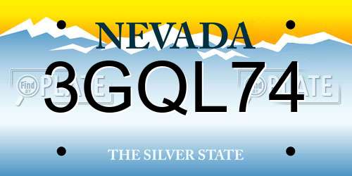 3GQL74 Nevada License Plate