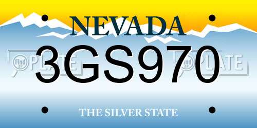 3GS970 Nevada License Plate