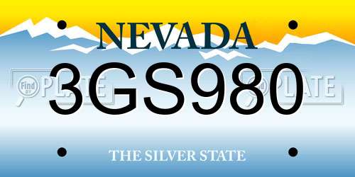 3GS980 Nevada License Plate