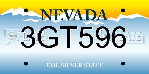 3GT596 Nevada License Plate