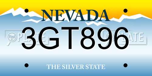 3GT896 Nevada License Plate