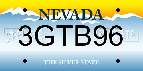 3GTB96 Nevada License Plate