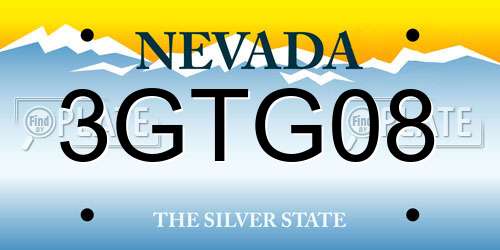 3GTG08 Nevada License Plate