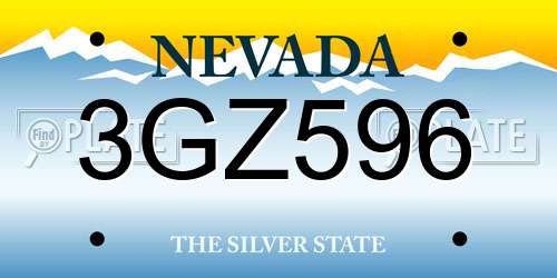 3GZ596 Nevada License Plate