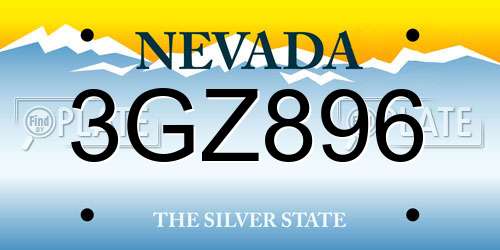 3GZ896 Nevada License Plate