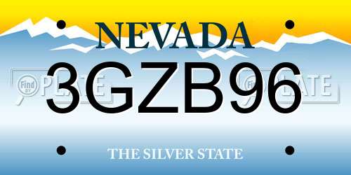 3GZB96 Nevada License Plate