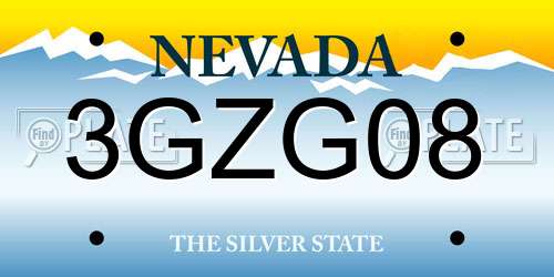 3GZG08 Nevada License Plate