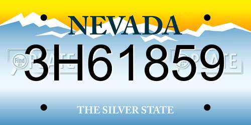 3H61859 Nevada License Plate