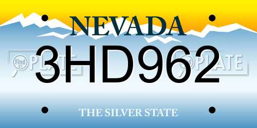 3HD962 Nevada License Plate