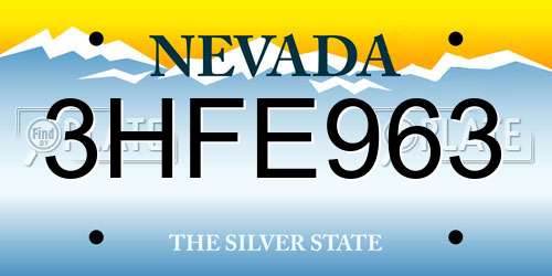3HFE963 Nevada License Plate