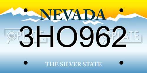 3HO962 Nevada License Plate