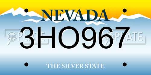 3HO967 Nevada License Plate