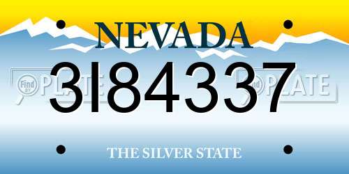 3I84337 Nevada License Plate