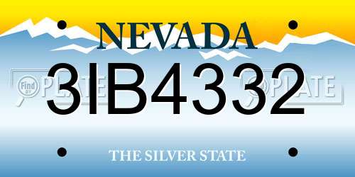 3IB4332 Nevada License Plate