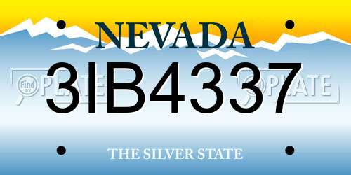 3IB4337 Nevada License Plate