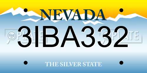3IBA332 Nevada License Plate