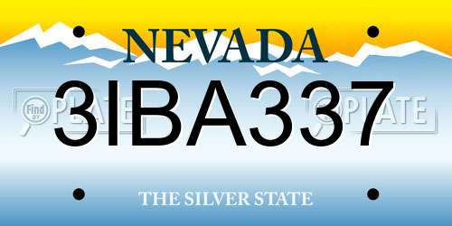 3IBA337 Nevada License Plate