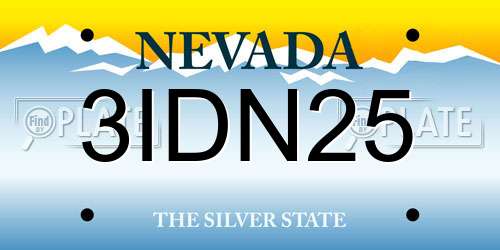 3IDN25 Nevada License Plate