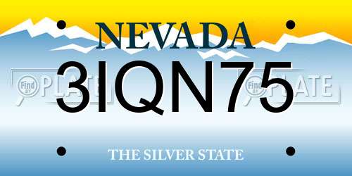 3IQN75 Nevada License Plate