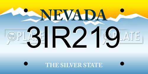 3IR219 Nevada License Plate