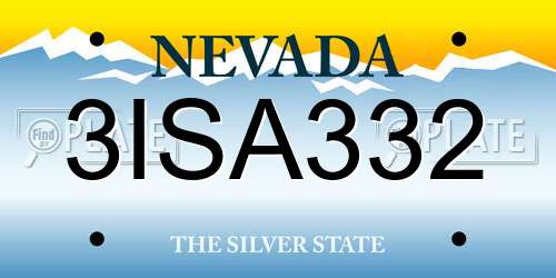 3ISA332 Nevada License Plate