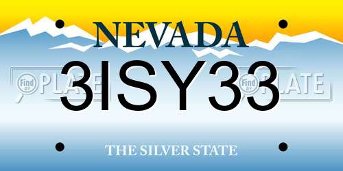 3ISY33 Nevada License Plate