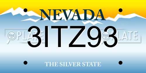 3ITZ93 Nevada License Plate