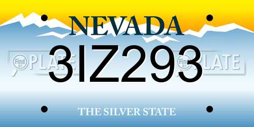 3IZ293 Nevada License Plate