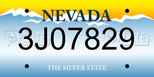 3J07829 Nevada License Plate