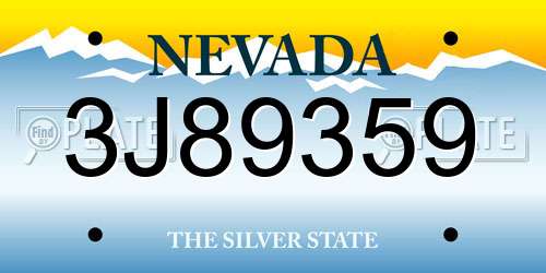 3J89359 Nevada License Plate