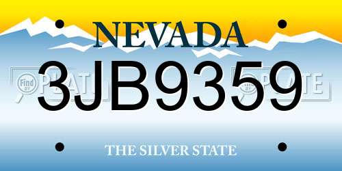 3JB9359 Nevada License Plate