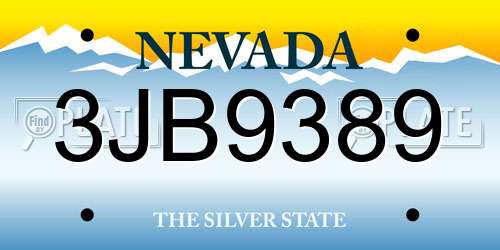 3JB9389 Nevada License Plate