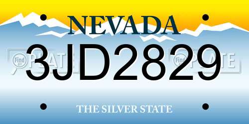 3JD2829 Nevada License Plate