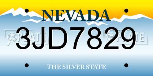3JD7829 Nevada License Plate