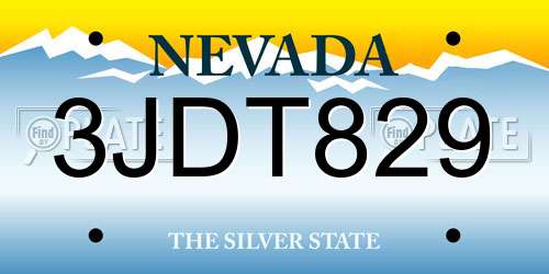 3JDT829 Nevada License Plate